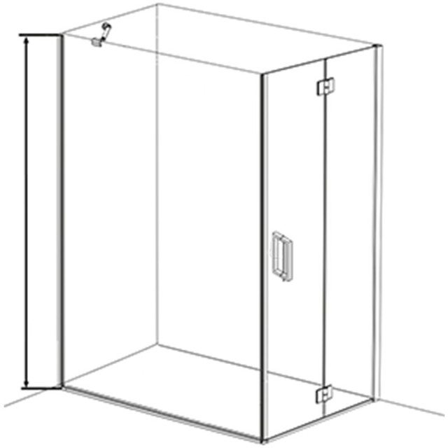 Porta pieghevole con lato fisso angolare in vetro temperato serigrafato 6mm profili cromati