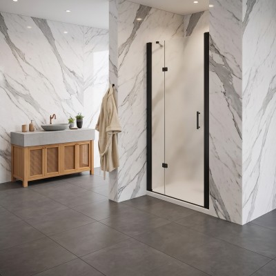 Porta battente in vetro temperato opaco 6mm profili nero opaco