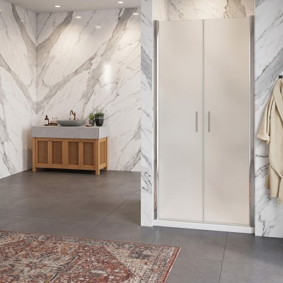 Porta Saloon in Vetro Temperato Opaco 6mm con Profili Cromo