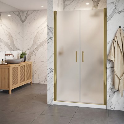 Porta Saloon in Vetro Temperato Opaco 6mm con Profili oro