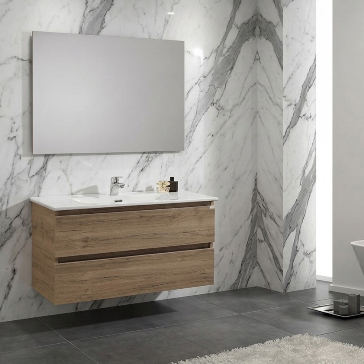 Mobile da bagno sospeso con opzione colonna – Dimensioni 60/80/100 cm - Vari colori