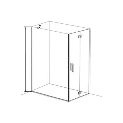 Porta pieghevole angolare vetro serigrafato con profili oro