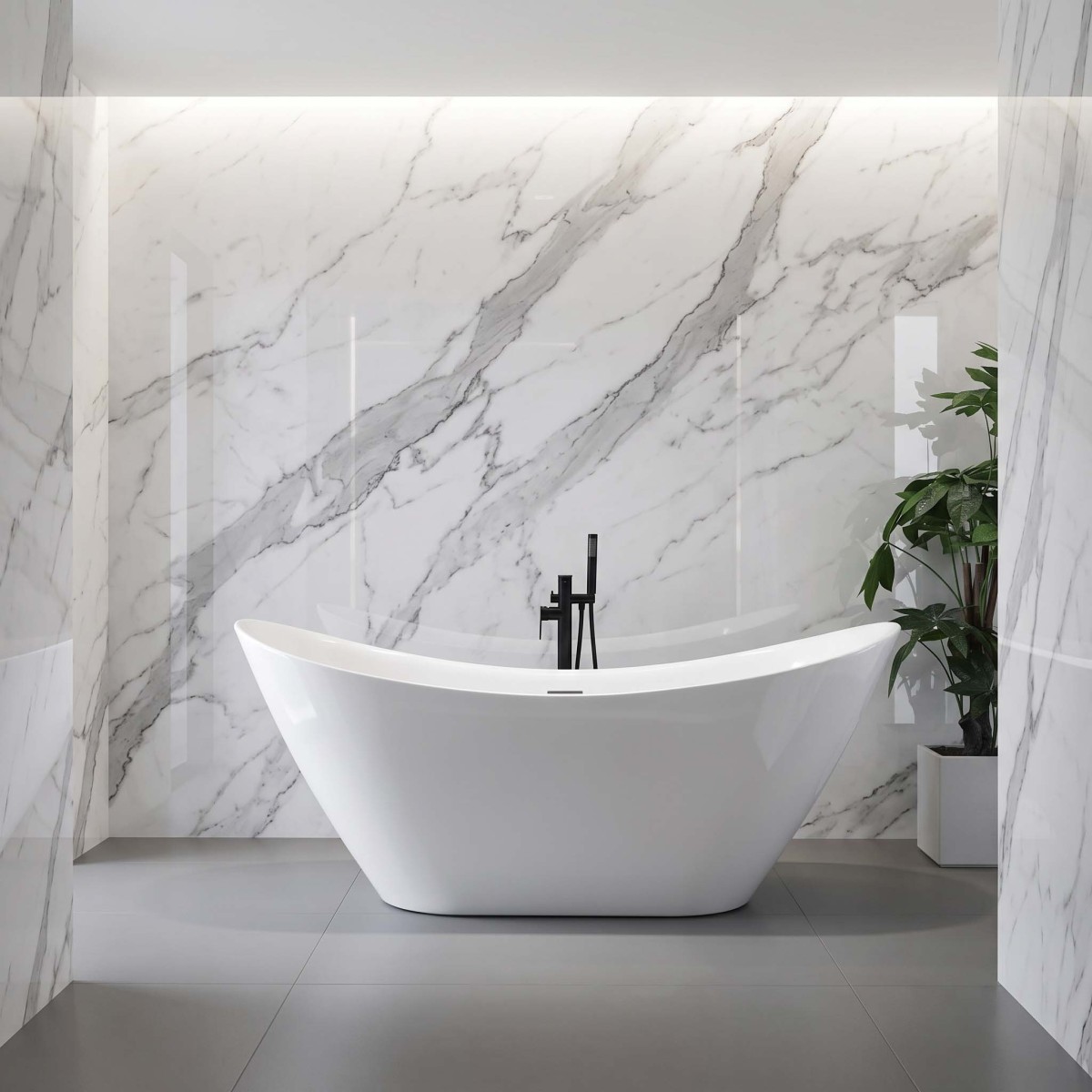 Vasca da Bagno Freestanding Ovale in Acrilico Bianco Lucido 150/170x75x72cm