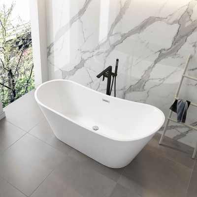 Vasca da Bagno Freestanding in Acrilico Bianco Lucido 150/170x75x72 cm